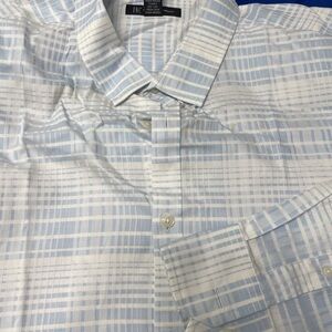 INC International Concepts Blue and White Casual Button Down Shirt